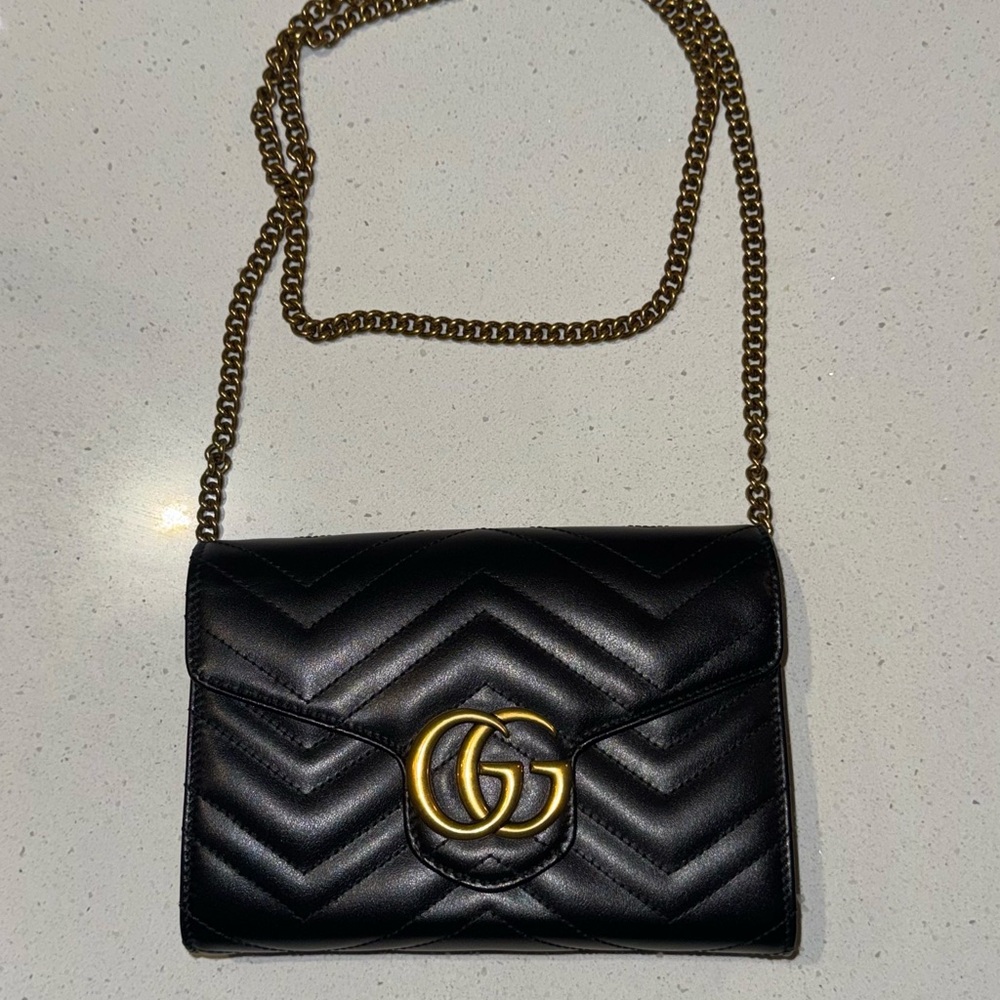 Gucci GG Marmont wallet on chain